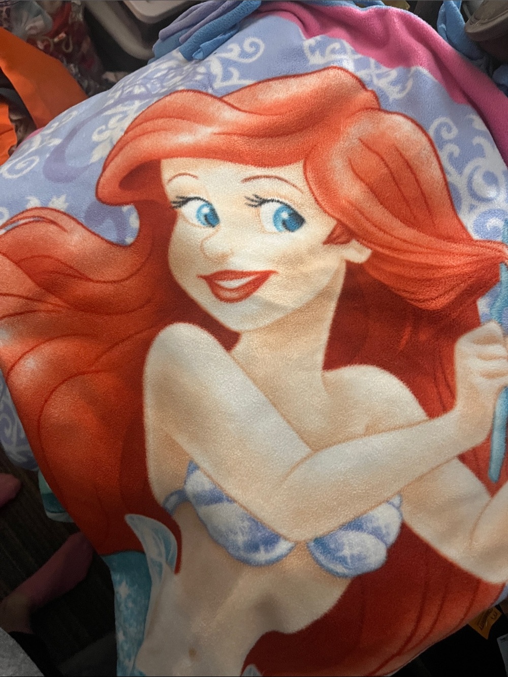 Disney The Little Mermaid Ariel Red Blue Fleece Throw Blanket